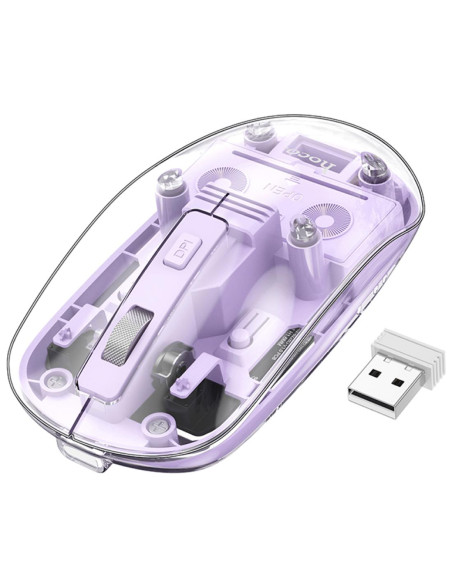 Hoco GM29 Ratón Inalámbrico 2.4G y Bluetooth Romantic Purple