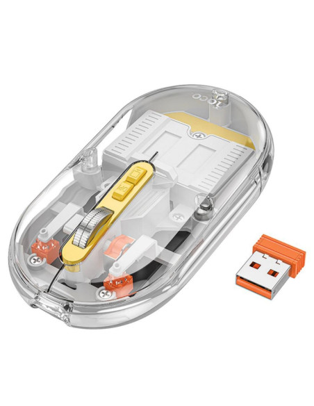 Hoco GM35 Ratón Inalámbrico 2.4G y Bluetooth Recargable Silencioso Gris