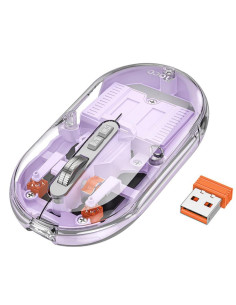Hoco GM35 Ratón Inalámbrico 2.4G y Bluetooth Recargable Silencioso Púrpura