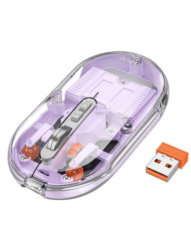 Hoco GM35 Ratón Inalámbrico 2.4G y Bluetooth Recargable Silencioso Púrpura