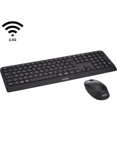 Teclado + Ratón Philips SPT6407B 2,4 GHz y Bluetooth 110 Teclas