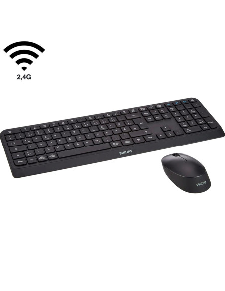 Teclado + Ratón Philips SPT6407B 2,4 GHz y Bluetooth 110 Teclas