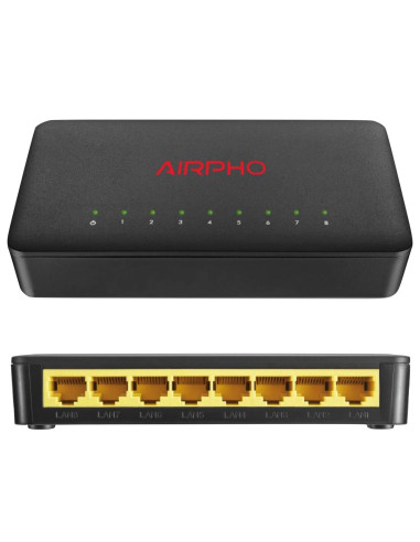 AIRPHO AR-GS108 Switch Gigabit de 8 Puertos 10Mbps 100Mbps 1000Mbps