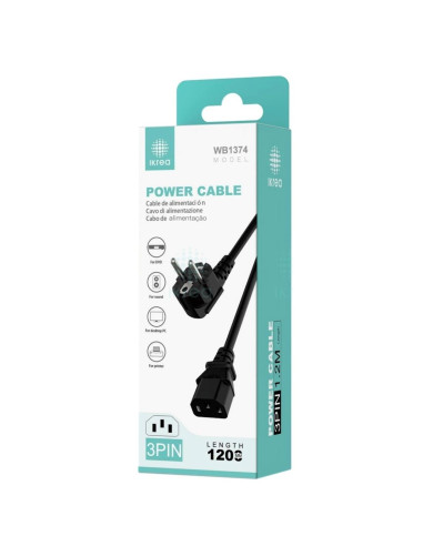 Cable de Alimentación PVC 3 Pines 1.2M Ikrea WB1374