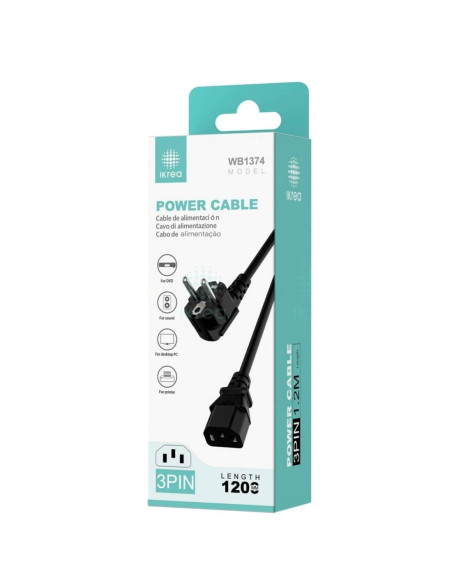 Cable de Alimentación PVC 3 Pines 1.2M Ikrea WB1374