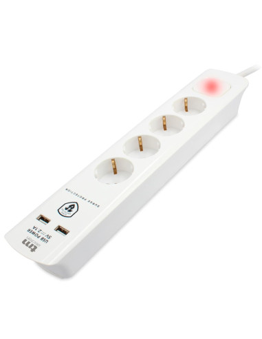 TM Base Múltiple 4 Tomas con 2 Usb (TMUAD304)