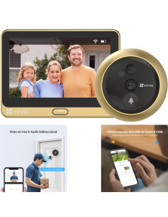 Ezviz DP2C Mirilla Inteligente Pantalla 4,3" Wifi y Detector de Presencia Dorada