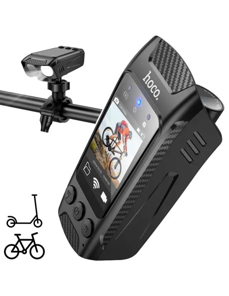 Cámara Hoco DV104 4K con pantalla y LED, ideal para ciclistas y motociclistas. ¡Atrévete!