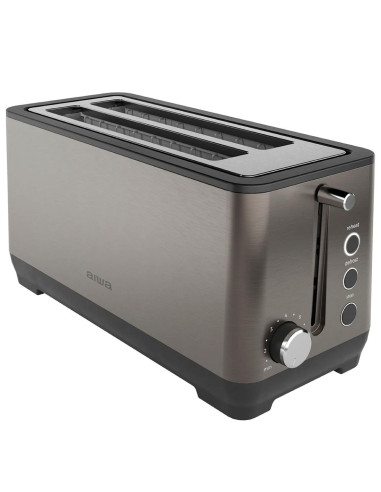 Aiwa ABT-1600 Tostadora 1.600W 2 Ranuras Extra Anchas Acero Antihuellas