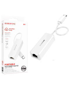 Borofone DH7 Adaptador USB-C a RJ45 Ethernet 100 Mbps Blanco