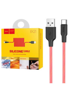 Cable USB a USB-C 1 metro Hoco X21 Ultra Resistente Rojo