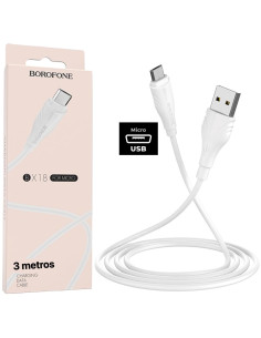 Cable USB A, a Micro USB de 3 METROS Borofone BX18 Blanco