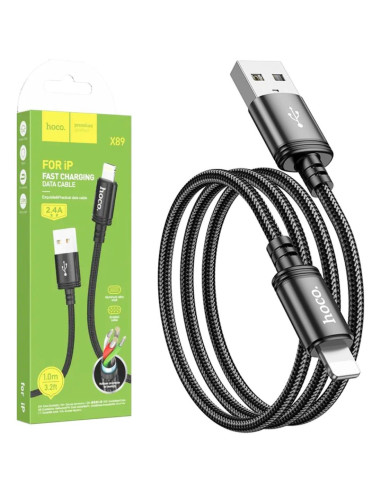 Cable Usb-A a Lightning 2.4A 1 metro Hoco X89 Negro
