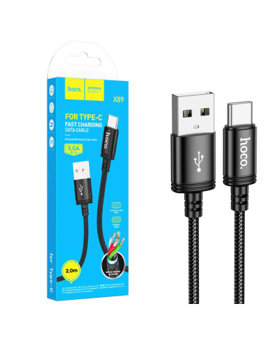 Cable Usb-A a Usb-C 3.0A 2 metros Hoco X89 Negro