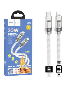 Cable USB-C a Lightning 1 metro 20W Hoco U113 Metálico Reforzado Plata