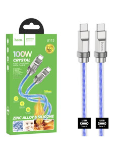 Cable USB-C a USB-C 1 metro 100W Hoco U113 Metálico Reforzado Azul