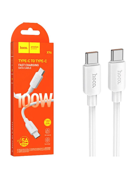 Cable USB-C a USB-C 100w Carga Rápida Hoco X96 1 Metro Blanco
