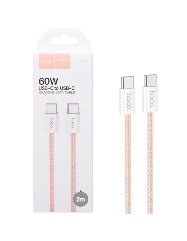 Cable USB-C a USB-C 2 Metros 60W Hoco X104 Pink (para iPhone 15)