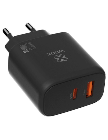 Cargador de Pared PD+QC UsbA+UsbC GaN 65W Woox MX0094