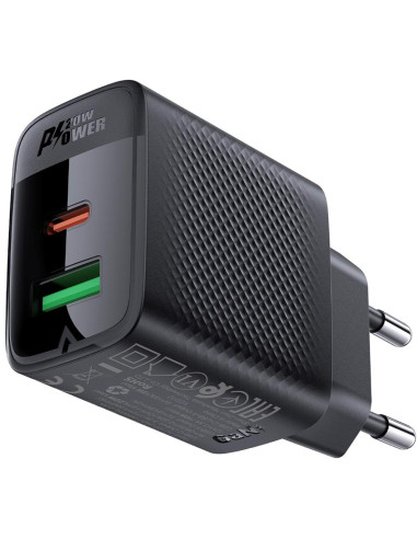 Cargador USB y USB-C Acefast A78 PD20W GaN Negro