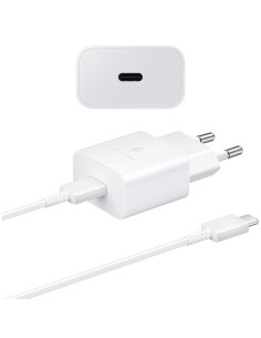 Cargador USB-C Fast Charger 25W+ Cable USB-C Samsung Blanco (EP-T2510)