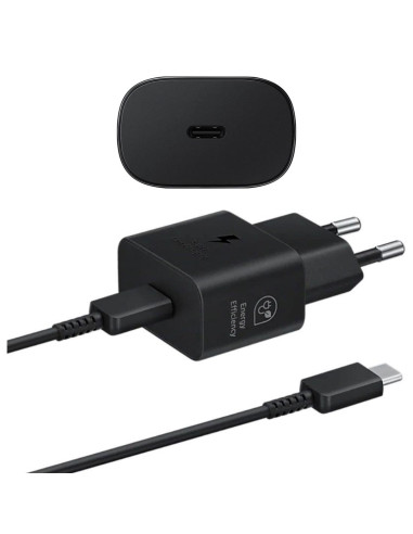 Cargador USB-C Fast Charger 25W+ Cable USB-C Samsung Negro (EP-T2510)