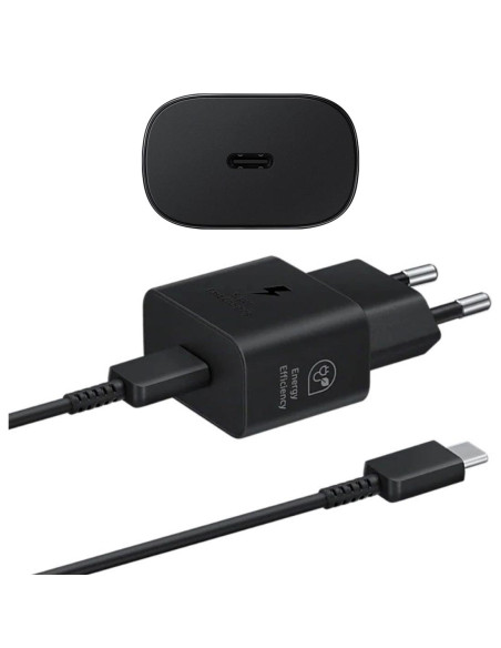 Cargador USB-C Fast Charger 25W+ Cable USB-C Samsung Negro (EP-T2510)