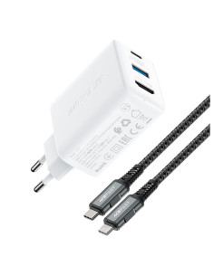 Cargador USB-C- USB y HDMI 65W+ Cable USB-C Acefast A17 Blanco