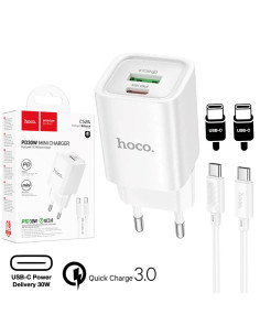 Hoco C149A Cargador Cham PD30W+QC3.0 Type-C to C White
