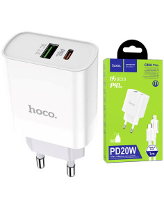 Hoco C80A Plus Cargador Rápido USB-A y USB-C 20W QC3.0 + Cable Lightning