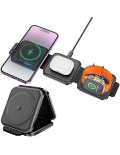 Hoco CQ4 Cargador Inalámbrico 15W Plegable 3-1 para Apple