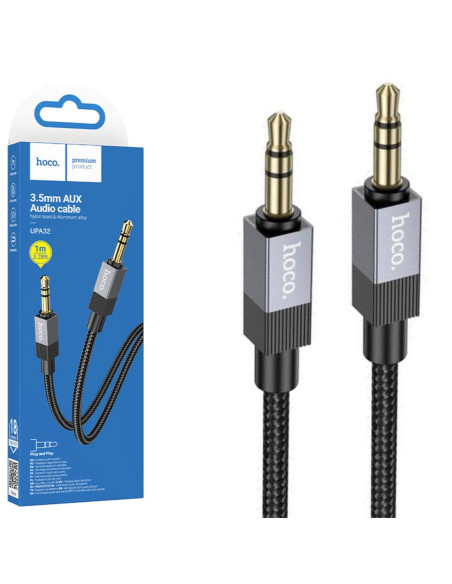 Hoco UPA32 Cable Auxiliar Jack 3.5mm a Jack 3.5mm Negro