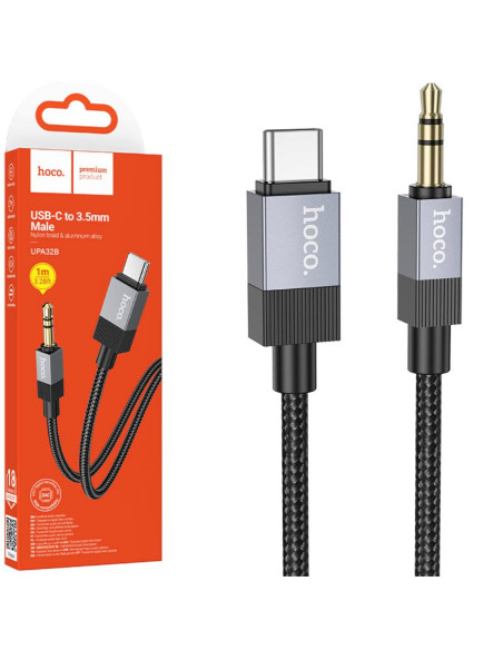 Hoco UPA32B Cable USB-C a Jack 3.5mm 1 metro Negro