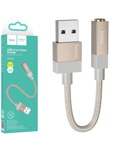 Hoco UPA32D Cable USB-A a Jack 3.5mm Dorado