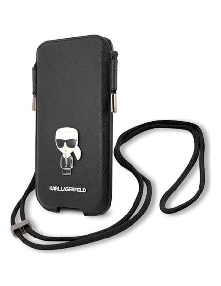 Karl Lagerfeld Torebka KLHCP12LOPHKMK 6.7" Negro Hardcase Saffiano Ikon