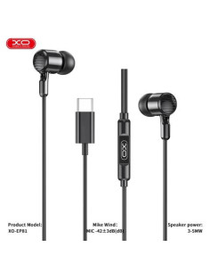 AURICULARES CON MICROFONO CABLE TIPO C NEGRO