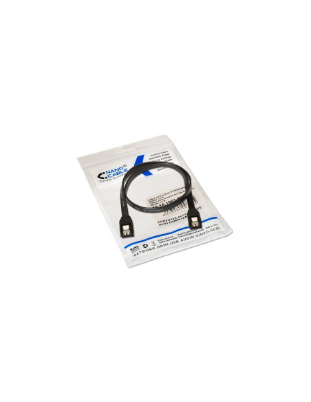 Nanocable CABLE SATA III DATOS 6G CON ANCLAJES, NEGRO, 0.5 M