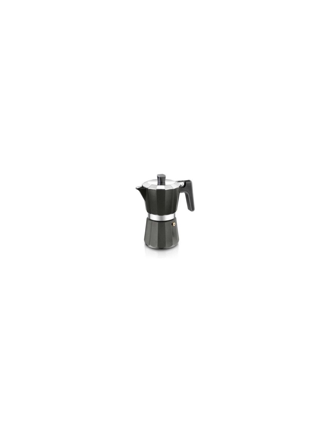 CAFETERA BRA PERFECTA 6 TAZAS ALUMINIO FONDO PARA INDUCCION TOTAL APTA TODO TIPO COCINAS NEGRO A170485