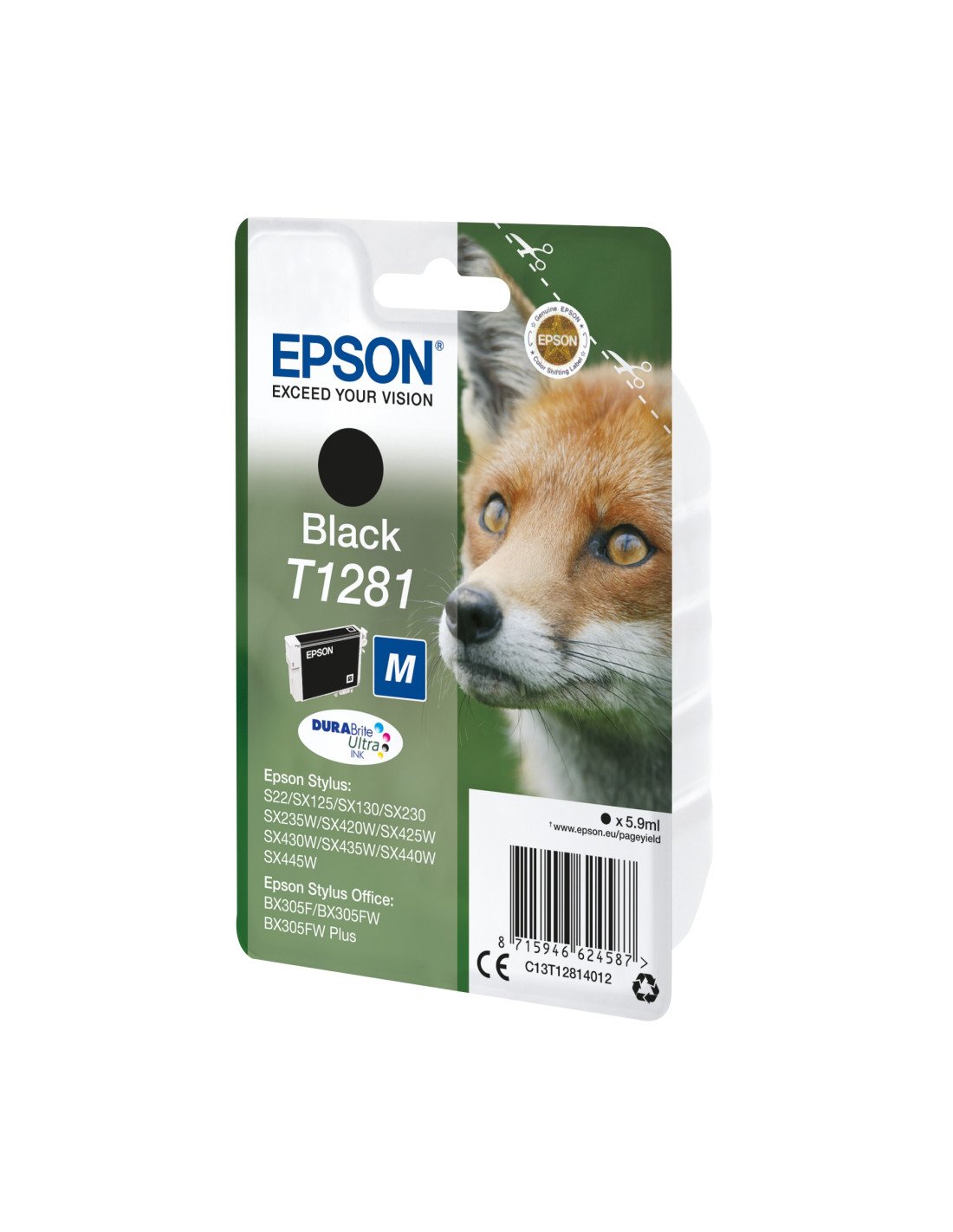Cartucho Epson Fox T1281 etiqueta RF negro C13T12814022