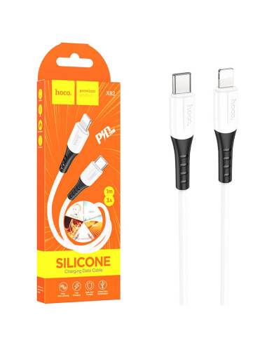 Cable USB-C a Lightning 1 metro 3Amp Hoco X82 Silicona Blanco