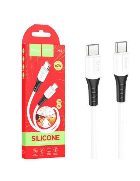 Cable USB-C a USB-C 1 metro 60w Hoco X82 Silicona White