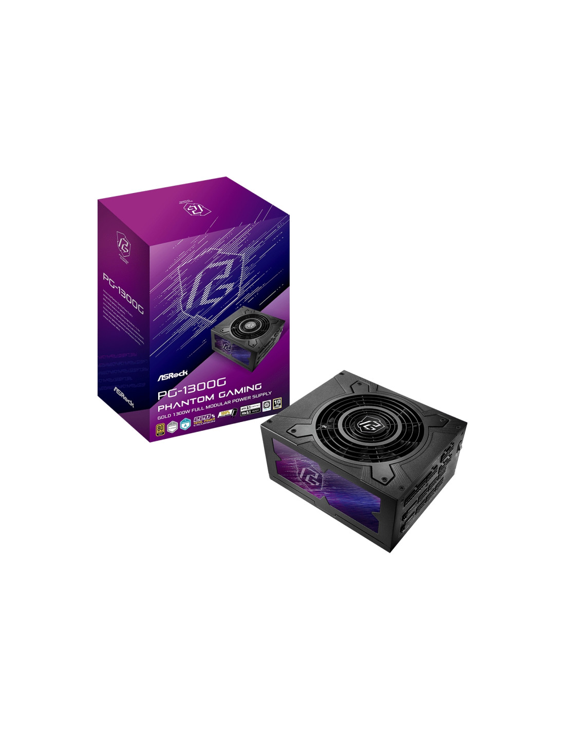 Asrock Phantom Gaming PG-1300G unidad de fuente de alimentación 1300 W 20+4 pin ATX ATX Negro