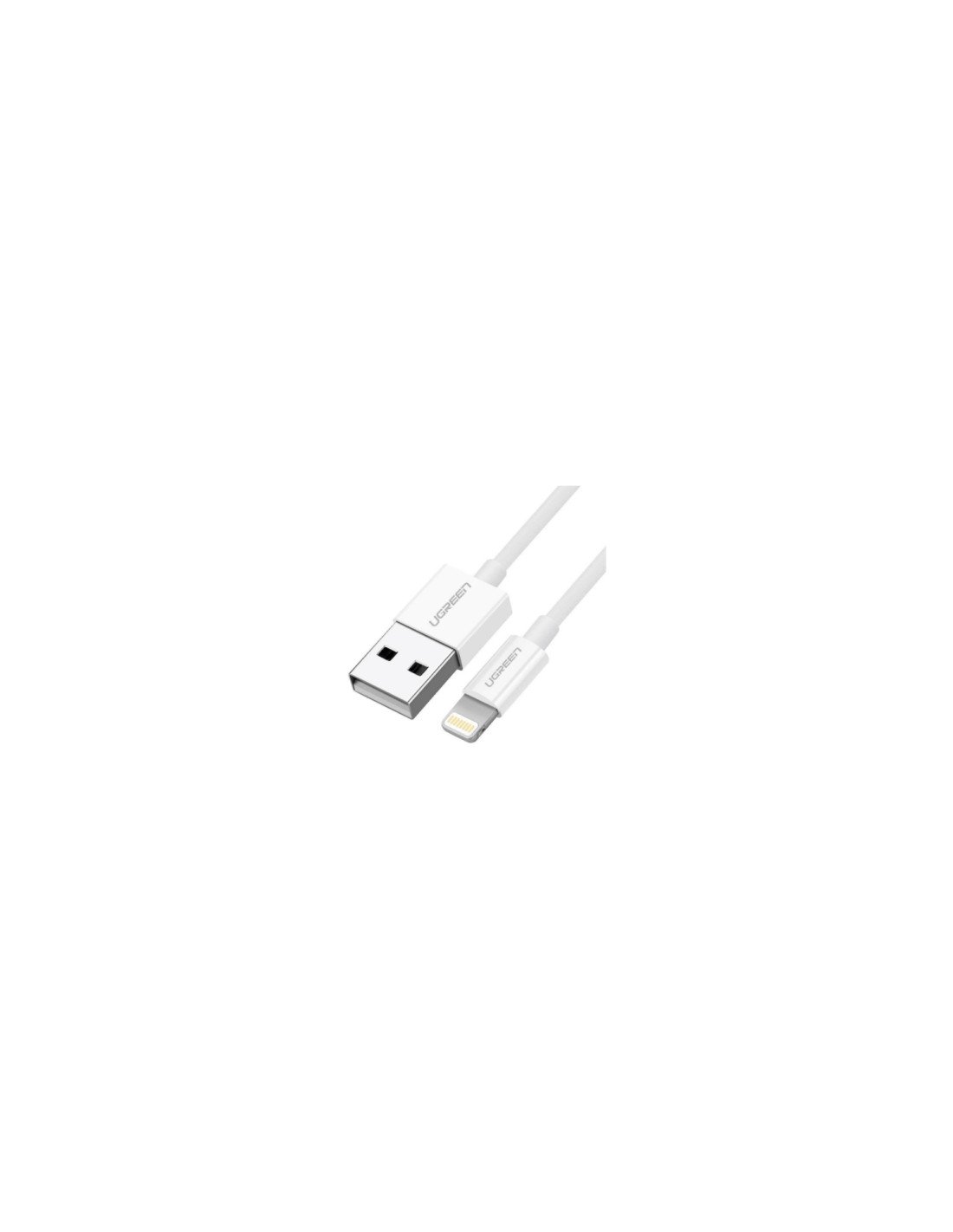 Ugreen cable USB 2.0 A lightning 2m, 5V/2.4A iPhone 7 / 7plus / 6S/ 6 / 6 Plus, iPhone 5s/5c/5, iPad Mini/Mini 2, iPad 1 m Blanc