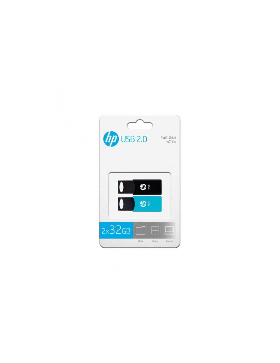 PENDRIVE HP 32GB USB2.0 V212/TWIN NEGRO/AZUL PACK 2 UNIDADES