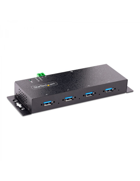 StarTech.com Hub Industrial USB 3.0 de 5Gbps de 4 Puertos - Concentrador USB con Protección de Picos y Descargas ESD - Ladrón US