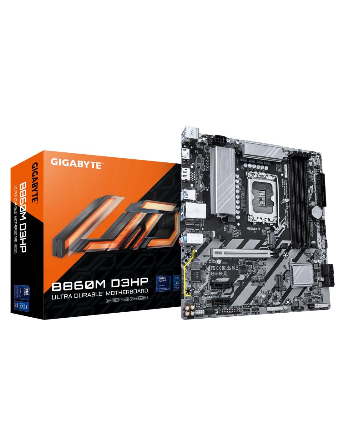 GIGABYTE B860M D3HP Placa base - CPUs Intel Core Ultra, VRM de 4+1+2+1 fases, hasta 9066MHz DDR5, 2xPCIe 4.0 M.2, LAN GbE, USB 3