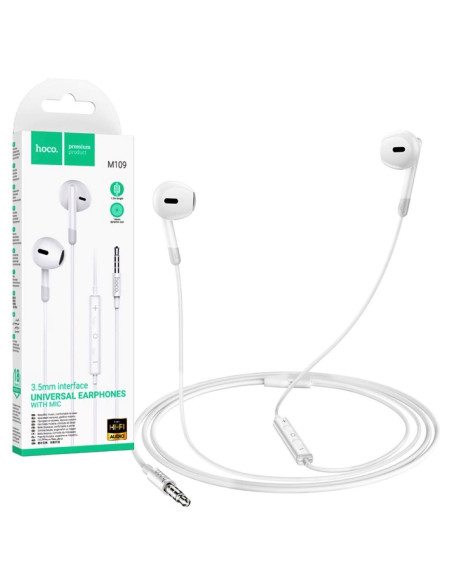 Hoco M109 Auricular con Micrófono y Clavija 3.5mm Blanco