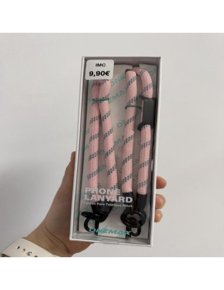 CORDÓN PARA COLGAR EN CUELLO Y EN MANO  ROSA Y GRIS