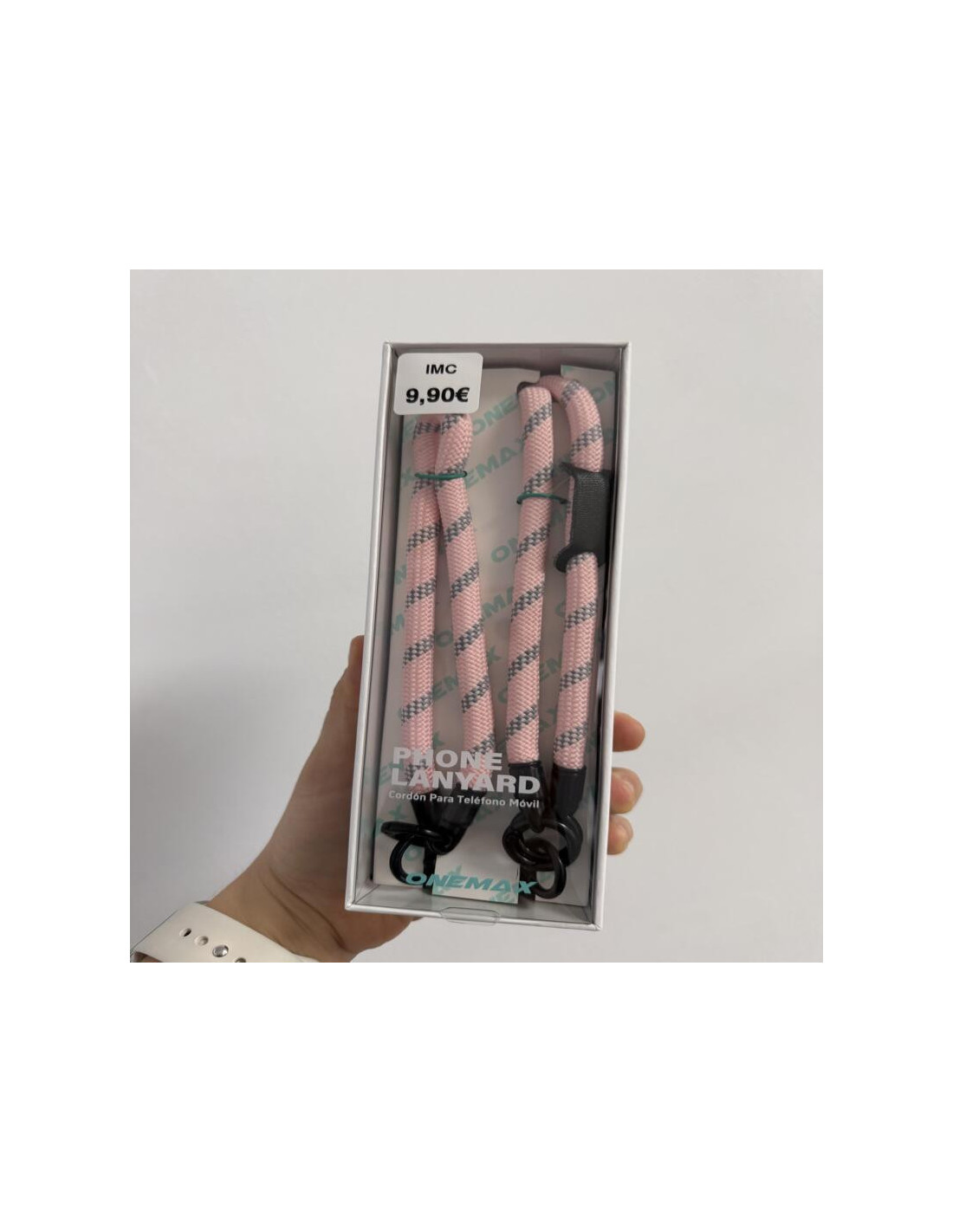 CORDÓN PARA COLGAR EN CUELLO Y EN MANO  ROSA Y GRIS