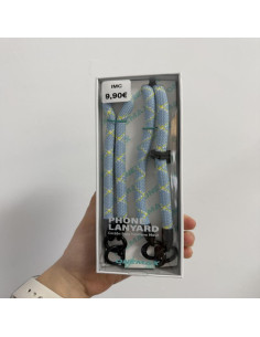 CORDÓN PARA COLGAR EN CUELLO Y EN MANO AZUL, AMARILLO Y BLANCO